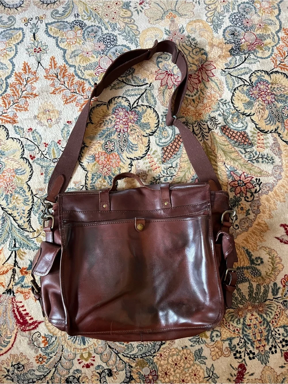 Polo Ralph Loren Men's Brown Leather Messenger/briefcase bag